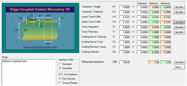 Differential Impedance Calculation for Top/Bot Layer