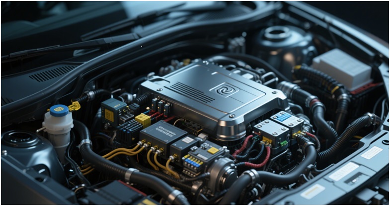 Electronic devices inside the engine compartment of a car, using high TG PCB to cope with high temperatures