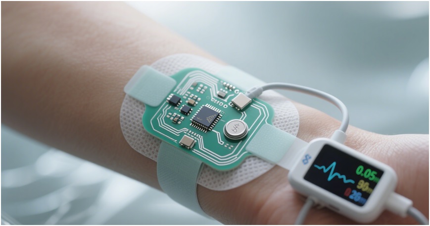 Рисунок 5: Гибкая ПХД контролирует физиологические параметры человека