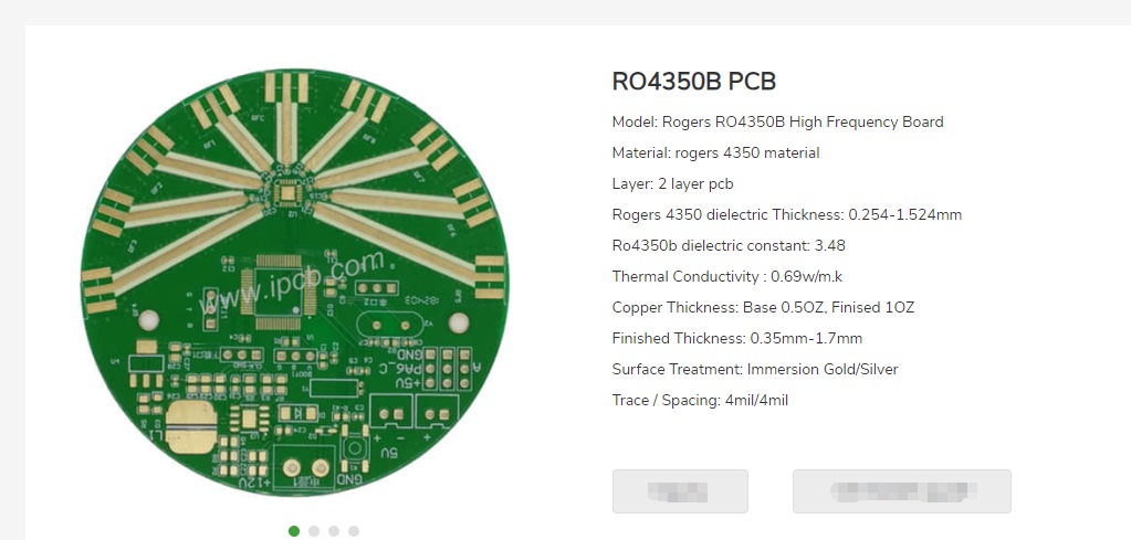 Figure 2:  RO4350B PCB