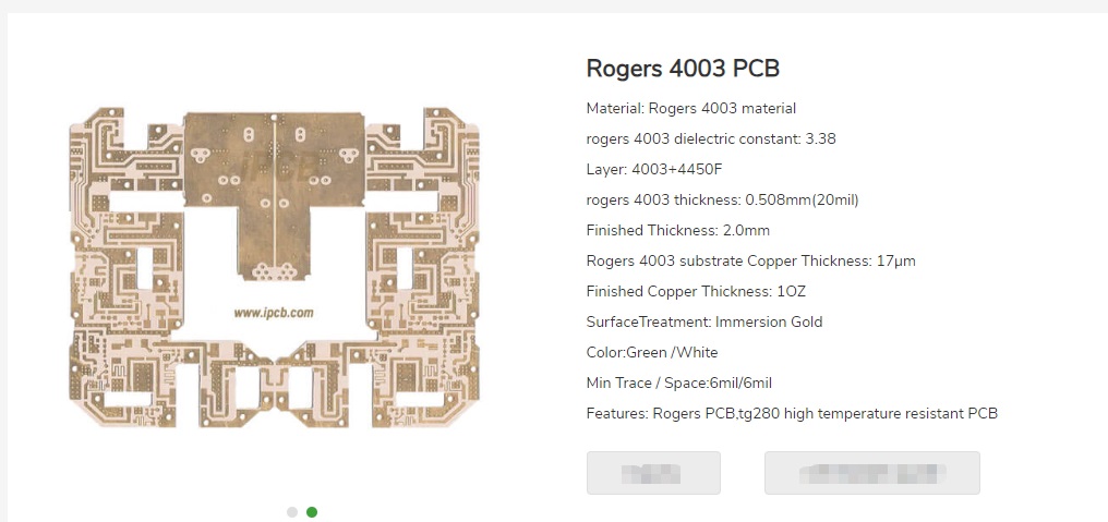 Figure 1:  RO4003 PCB